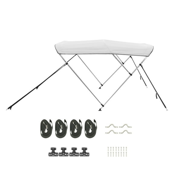 KFFKFF 3 Bow Boat Bimini Tops, 600D, Water-Resistant Sunshade Canopy, 72"Lx(73"-78")Wx46"H