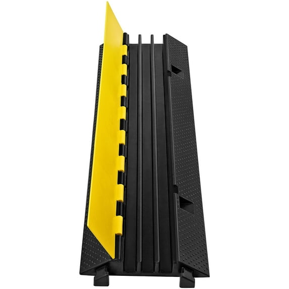 KFFKFF 3 Channel Rubber Cable Protector Ramp 1.2 x 1.2 inch Channel Heavy Duty Cable Wire Cord Cover Ramp Speed Bump Driveway Hose Cable Ramp Protective Cover