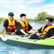 KFFKFF 3-Person PVC Inflatable Boat with Aluminum Oars and High-Output Pump
