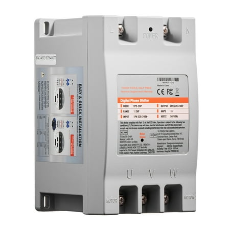 KFFKFF 3 Phase Transformer - 2HP 7A 220V Single to Triple Phase Converter, 220V-240V Input/Output, Electronic Phase Adjuster for Home & Minor Business Use (One Transformer for One Motor Exclusively)