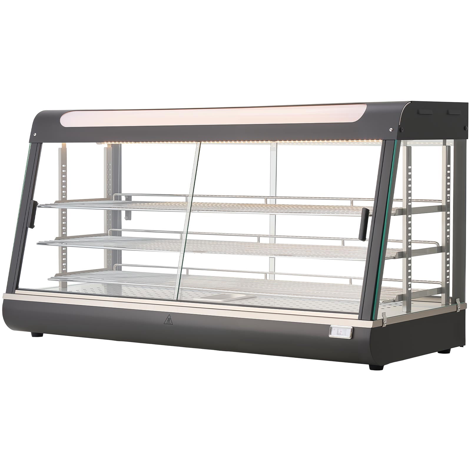 KFFKFF 3-Tier Commercial Food Warmer Display, 1600W Food Display Cabinet with LED Lighting, Top Storage, Adjustable Shelves, 86~185 Steam Heating, 190Qt/180L Capacity for Burgers, Pizza, Bread