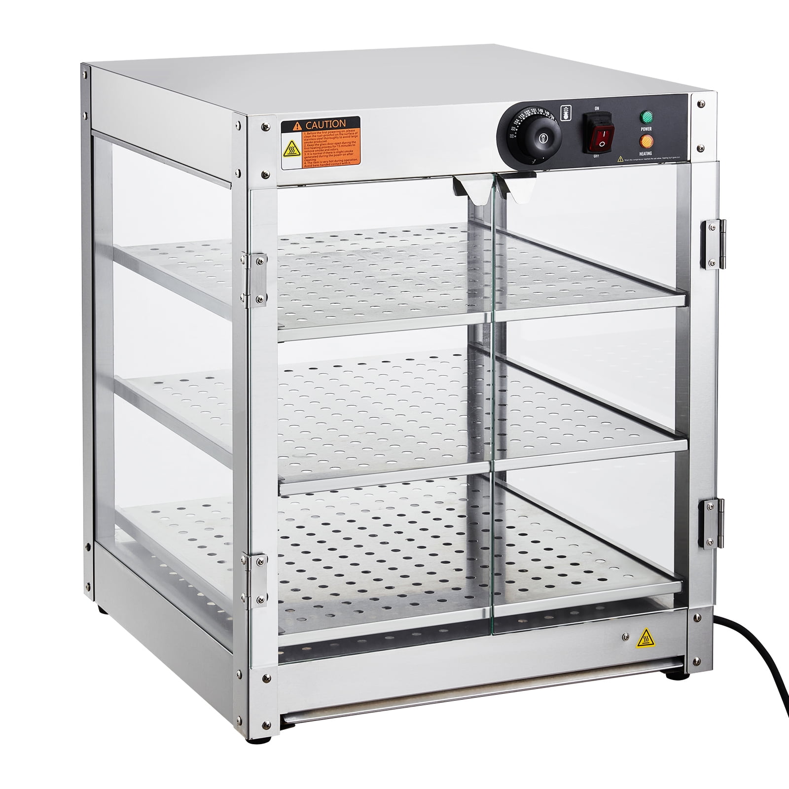 KFFKFF 3-Tier Commercial Food Warmer Display, 800W Food Warmer with Lighting for Enhanced Presentation, Adjustable Temperature Range 86~185, 90L Capacity for Burgers, Pizza, Bread,and Fried Chicken
