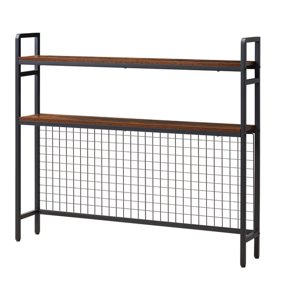 KFFKFF 3-Tier Desktop Bookshelf with Metal Frame and Wooden Shelves, Countertop Storage Organizer with Non-Slip Feet Pads, Ideal for Computer Desks in Dorms, Homes, and Offices