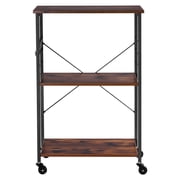 KFFKFF 3-Tier Kitchen Utility Cart, 23.7 in Rolling Storage Rack with Hooks, Durable Microwave Stand and Coffee Cart, Mobile Service Trolley for Toaster, Mini Oven, and More