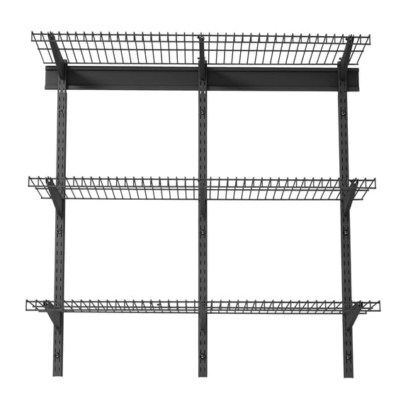 KFFKFF 3-Tier Steel Wall-Mounted Garage Shelving Unit, 0.9 x 3 ft Floating Storage Rack, 11 x 36 Inch Per Shelf, Heavy-Duty Metal Shelves with 450 lbs Total Capacity, Black