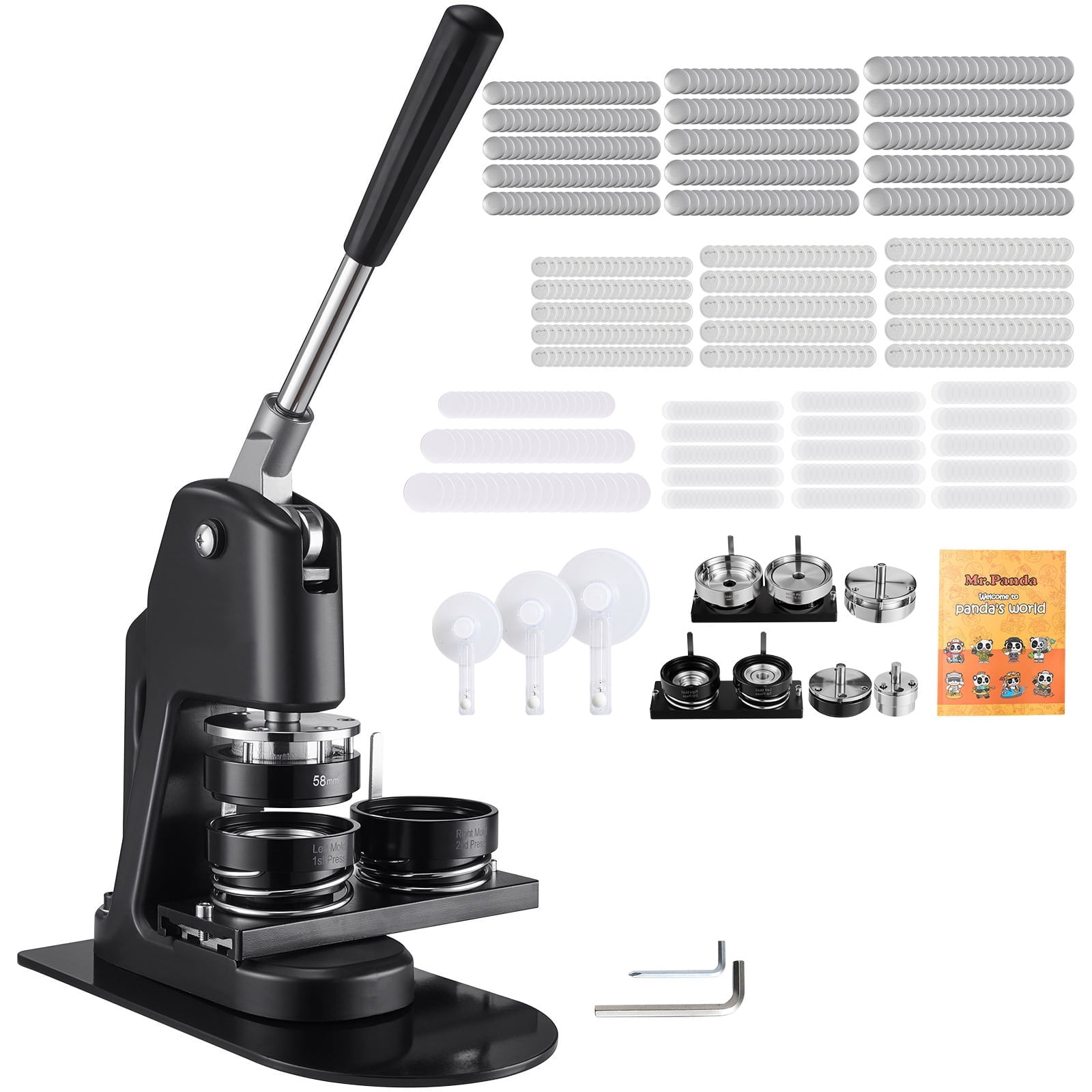 KFFKFF 3-in-1 Button Maker Machine, 1.26/2.28/2.95 inch, Plastic Pin Press with 300 Button Components, Circle Cutter, and DIY Guidebook, Durable Ergonomic Handle, Ideal for Custom Badges and Pins