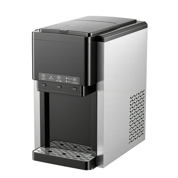 KFFKFF 3-in-1 Countertop Water Dispenser with Ice Maker, 35 lbs Daily Ice Production, 12 Cubes in 7 Minutes, 4 lbs Ice Storage, Offers Bullet and Crushed Ice with Cold Water for Home, Kitchen