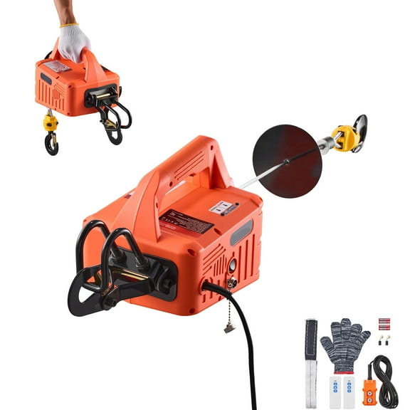 KFFKFF 3-in-1 Electric Hoist Winch, 1100 lbs Load Capacity, 1500W Portable Power Winch, 25 ft Lift Height, 16.4 ft/min Speed with Manual, Wired & Wireless Remote Control for Factories, Warehouses