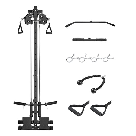 KFFKFF 3-in-1 LAT Pull Down and Row Machine, Adjustable Cable System for Home Gym, Wall-Mounted Design with 18 Height Levels, Supports 500 lbs for Full-Body and Single-Arm Exercises
