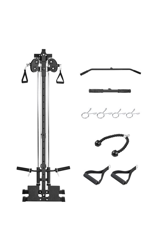 3-in-1 LAT Pull Down and Row Machine, Adjustable Cable System for Home Gym, Wall-Mounted Design with 18 Height Levels, Supports 500 lbs for Full-Body and Single-Arm Exercises