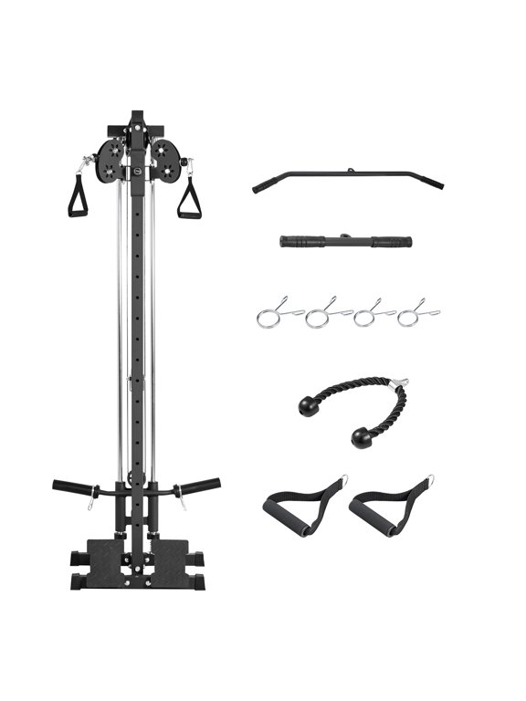 3-in-1 LAT Pull Down and Row Machine, Adjustable Cable System for Home Gym, Wall-Mounted Design with 18 Height Levels, Supports 500 lbs for Full-Body and Single-Arm Exercises