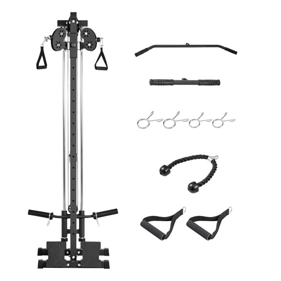 KFFKFF 3-in-1 LAT Pull Down and Row Machine, Adjustable Cable System for Home Gym, Wall-Mounted Design with 18 Height Levels, Supports 500 lbs for Full-Body and Single-Arm Exercises