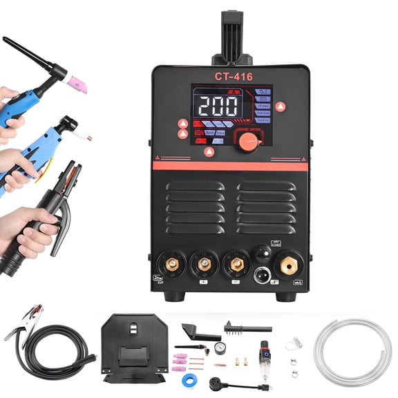 KFFKFF 3-in-1 Plasma Cutter and Welding Machine - CUT/TIG/MMA, 50A Cutting and 200A TIG Stick Welding, Digital Dual Voltage 110/220V with 2T/4T/PA/PT Modes for DIY Projects and Workshop Use