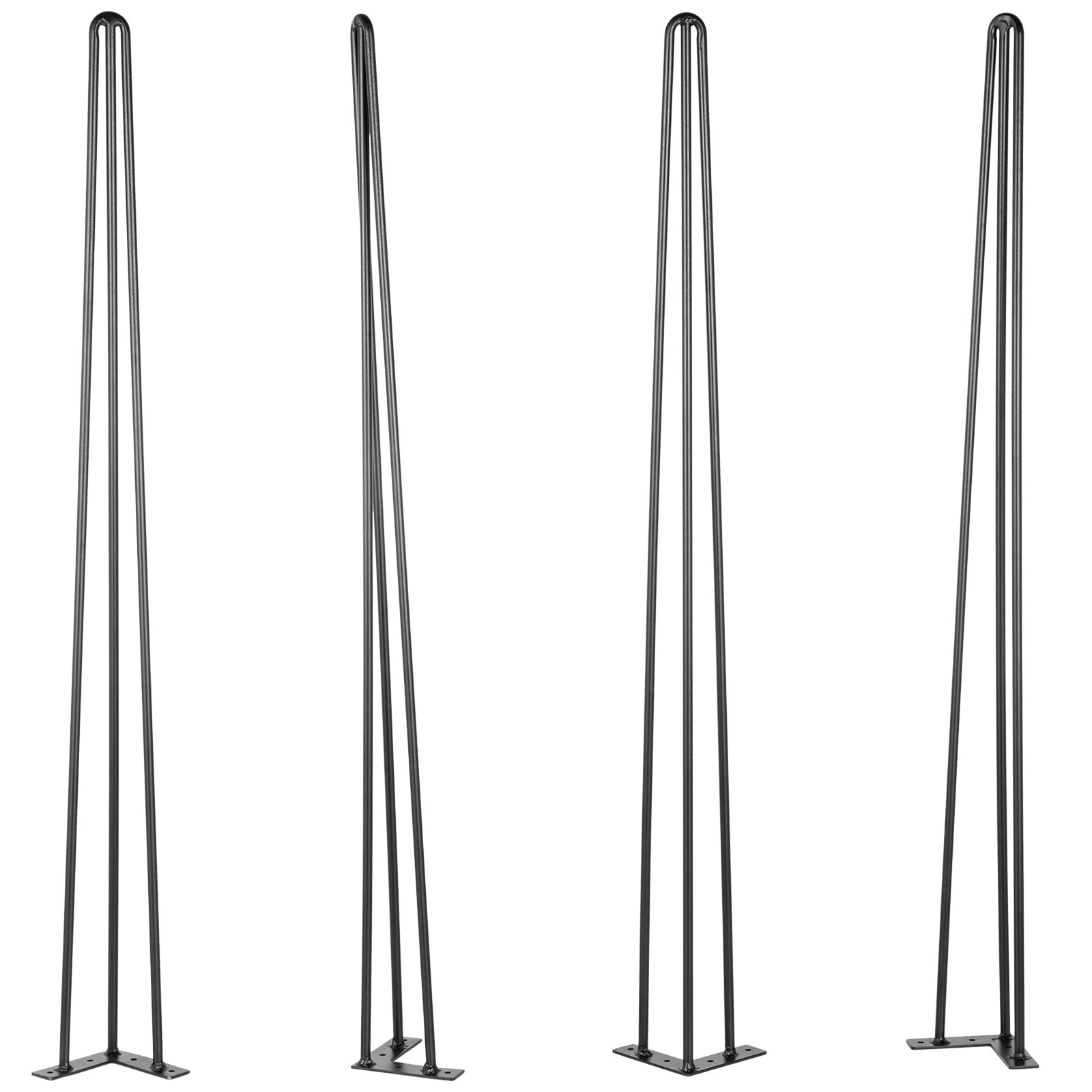 KFFKFF 30" Carbon Steel Table Legs in Black, Pack of 4, Capable of Supporting 880lbs in Total (Each Leg Supports 220lbs), 3-Rod Design, Ideal for Benches, Desks, Dining and End Tables