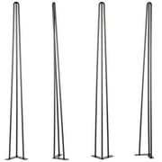 KFFKFF 30" Carbon Steel Table Legs in Black, Pack of 4, Capable of Supporting 880lbs in Total (Each Leg Supports 220lbs), 3-Rod Design, Ideal for Benches, Desks