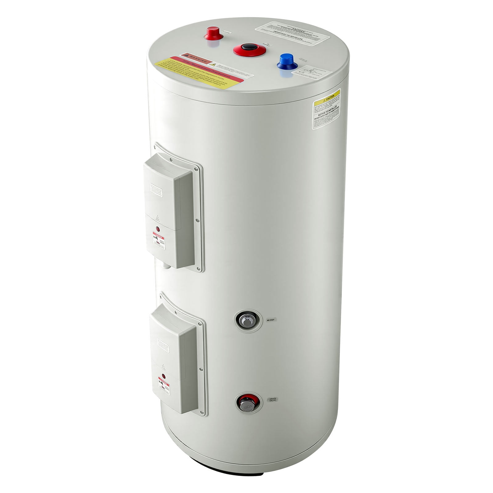 KFFKFF 30 Gallon Electric Tank Water Heater, 5000W Point-of-Use Hot Water System, 240V withLED Heating Indicator, Knob Control, Top Outlet, T&P Valve for Home & Small Business，Gray