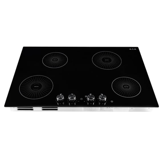KFFKFF 30-Inch Built-in Induction Cooktop with 4 Burners, 220V 7200W Electric Stove, Continuous Low-Power Heating, 11 Power Settings, Knob Controls, and Safety Child Lock