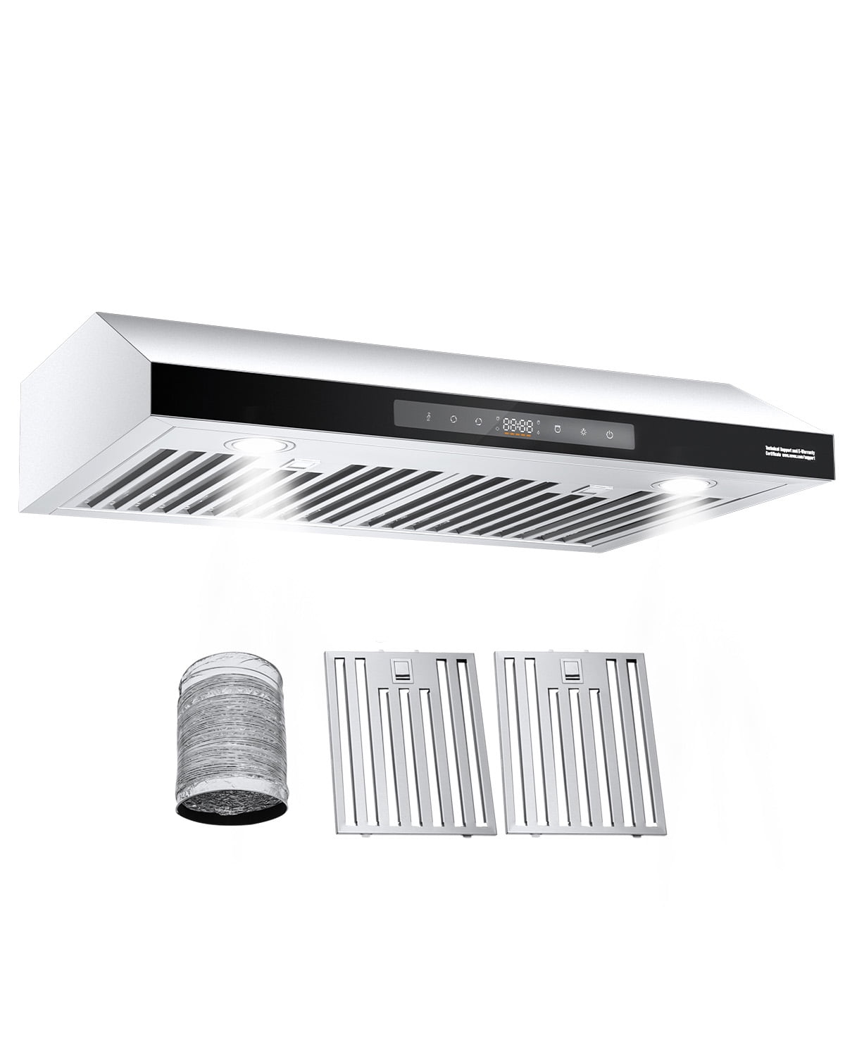 KFFKFF 30 Inch Under Cabinet Range Hood, Kitchen Exhaust System, 900CFM Dual Engine Stainless Steel Cooker Hood, Equipped with Gesture and Touch Interface, LED Illumination