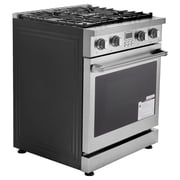 KFFKFF 30-Inch Freestanding Gas Range Oven, Stainless Steel Stove with 4 Sealed Burners, Convenient Racks, Halogen Light, 4.8 Cu. Ft. Capacity, Ideal for RVs, Apartments, and Mobile Homes