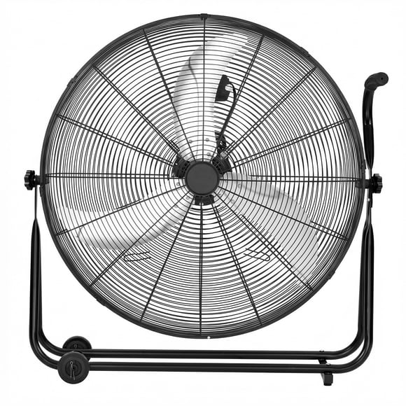 KFFKFF 30-Inch Industrial Floor Fan with High Airflow, Heavy-Duty Aluminum Blades, 3 Adjustable Speeds, 360 Tilt Function, Suitable for Commercial Spaces, Garages, Warehouses, Basements, Black