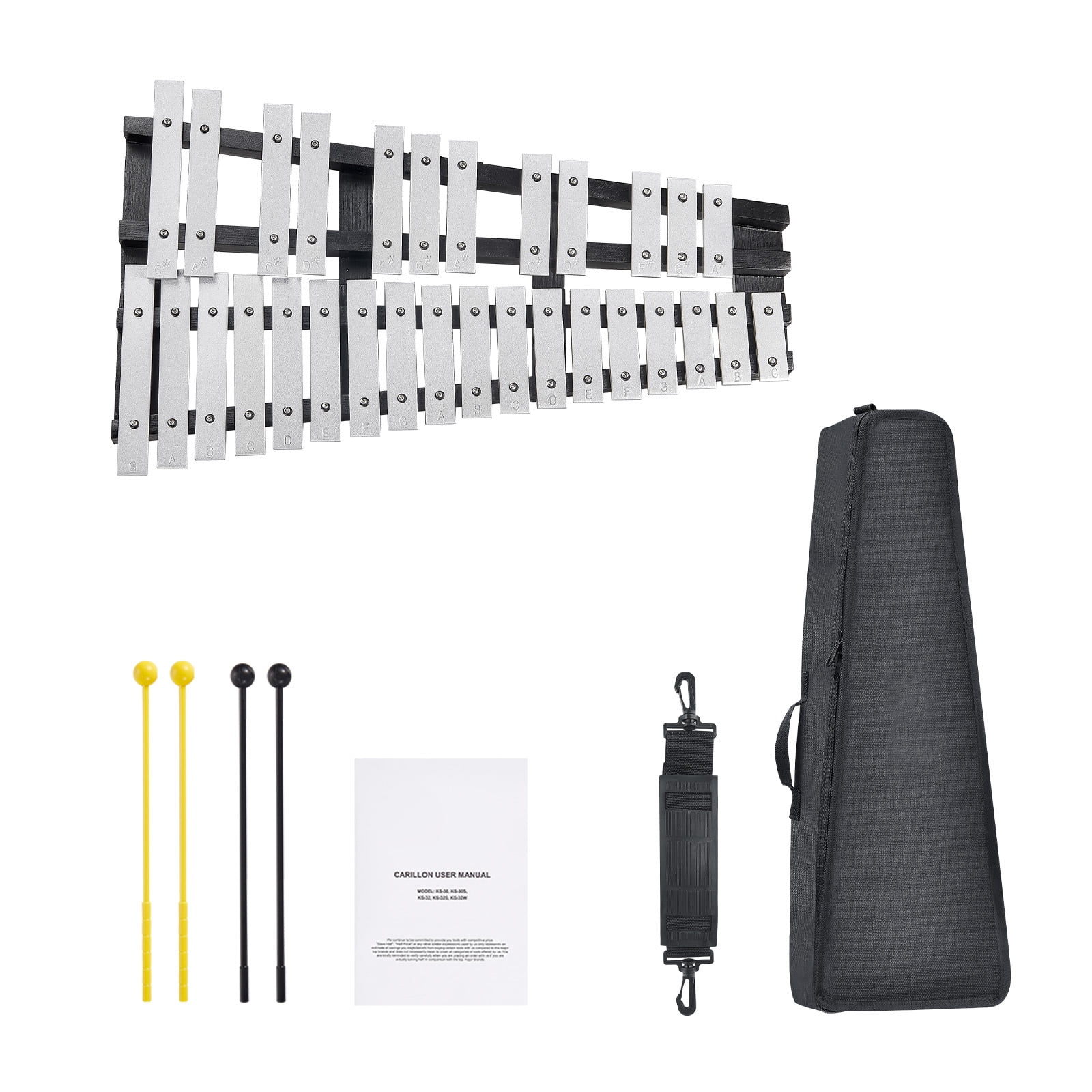 KFFKFF 30-Key Glockenspiel Set, Includes Mallets, Drumsticks & Portable Bag, Ideal Xylophone Percussion Kit for Learners & Enthusiasts