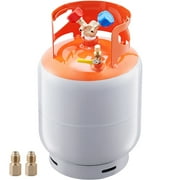 KFFKFF 30 LBS Refrigerant Recovery Cylinder, 400 psi Durable Portable Tank, Dual-Use Y-Valve for Liquid and Vapor, Secure Seal Can for R22/R134A/R410A, Orange and Gray