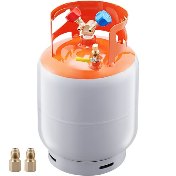 KFFKFF 30 LBS Refrigerant Recovery Cylinder, 400 psi Durable Portable Tank, Dual-Use Y-Valve for Liquid and Vapor, Secure Seal Can for R22/R134A/R410A, Orange and Gray