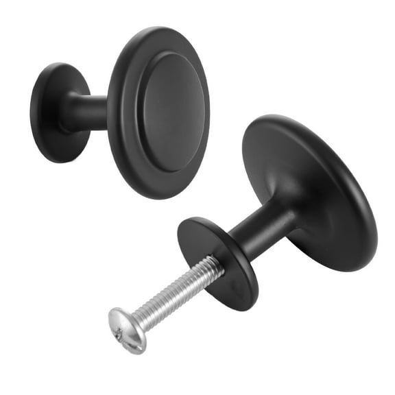 KFFKFF 30 Pack Cabinet Knobs, 1.22 Inch Black Zinc Alloy Drawer Pulls & Door Handles, Mushroom-Shaped Solid Knobs for Kitchen, Bathroom, Closet, and Cupboard Hardware with Screws