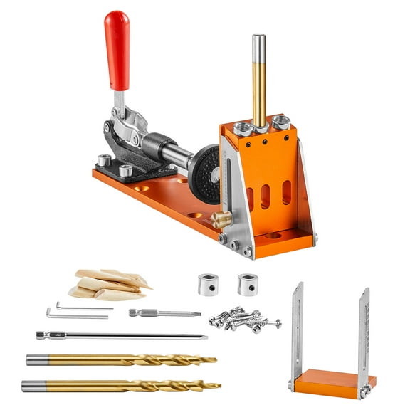 KFFKFF 30-Piece Pocket Hole Jig Kit, Adjustable and User-Friendly System with Step Drills, Stop Rings, Wrenches, and Square Drive Bits, Dual Scale Markings for DIY Woodworking Projects