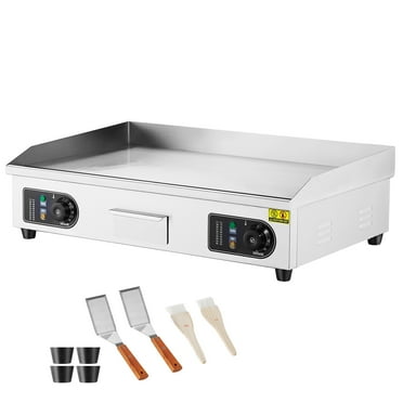 KFFKFF 30" Professional Electric Griddle, 2800W Tabletop Flat Grill, Temperature Range 122℉-572 ℉, Dimensions 28.74 x 15.75 x 0.39in, Stainless Steel Grill Including 2 Shovels and 2 Brushes