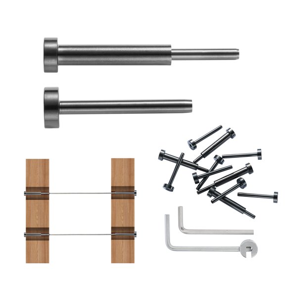 KFFKFF 30 Set Invisible Wire Railing System, T316 Stainless Steel 1/8" Hidden Receiver with Swage Stud End, Wire Tensioner 1/8" Suitable for Wood/Metal Post, Cable Railing Components, Black