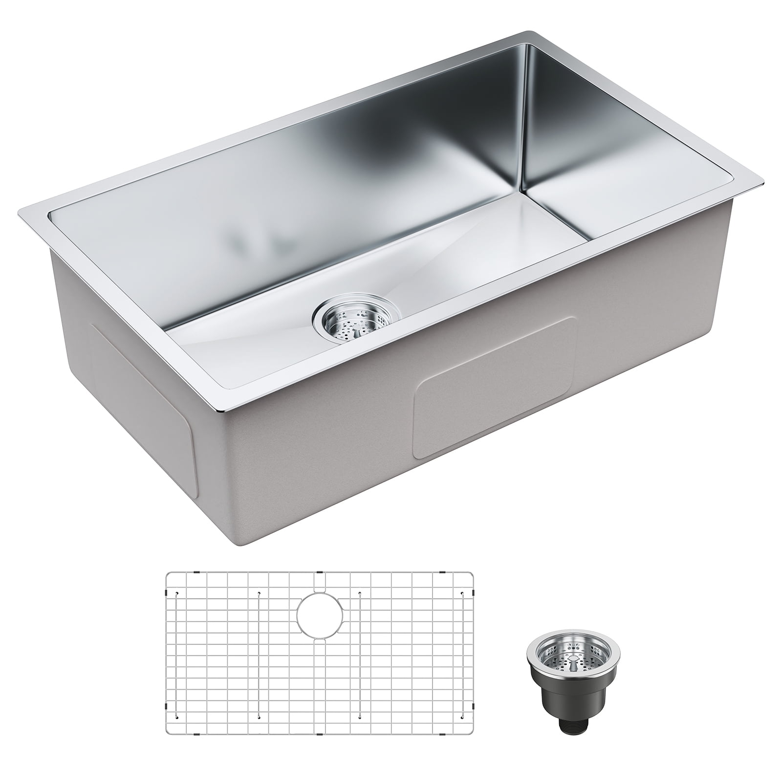 KFFKFF 30" Undermount Kitchen Sink Single Bowl Basin Stainless Steel Kitchen Bar
