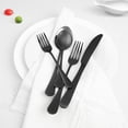 thumbnail image 1 of KFFKFF 30-pcs Silverware Sets, Stainless Steel Flatware Set with Steak Knives, Polished Finish Forks and Spoons, Service for 6, Washable Meal Tools for Home Kitchen, Black, 1 of 9