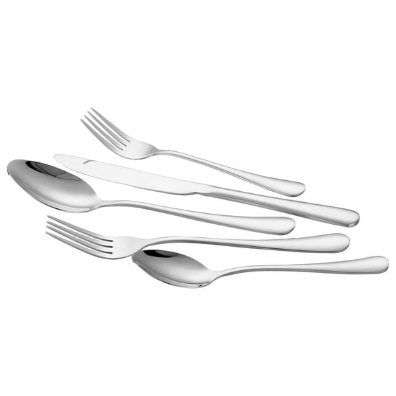 KFFKFF 30-Unit Cutlery Collection, Safe-to-Eat Stainless Steel Tableware, Polished Finish Dining Set, Machine Washable Kitchenware for Home Kitchen, Serves 6, Comprises of Knife, Fork, Spoon