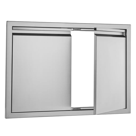 KFFKFF 30 x 21 Inch Double BBQ Access Door, Stainless Steel Flush-Mount Design with Recessed Handles, Ideal for Outdoor Kitchens, Grilling Stations, and Storage Cabinets