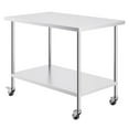 thumbnail image 1 of KFFKFF 30" x 48" Stainless Steel Table with 4 Casters, Commercial Kitchen Work & Prep Table, 3 Height Settings, Robust Stainless Steel Food Preparation Table, Silver, 1 of 8