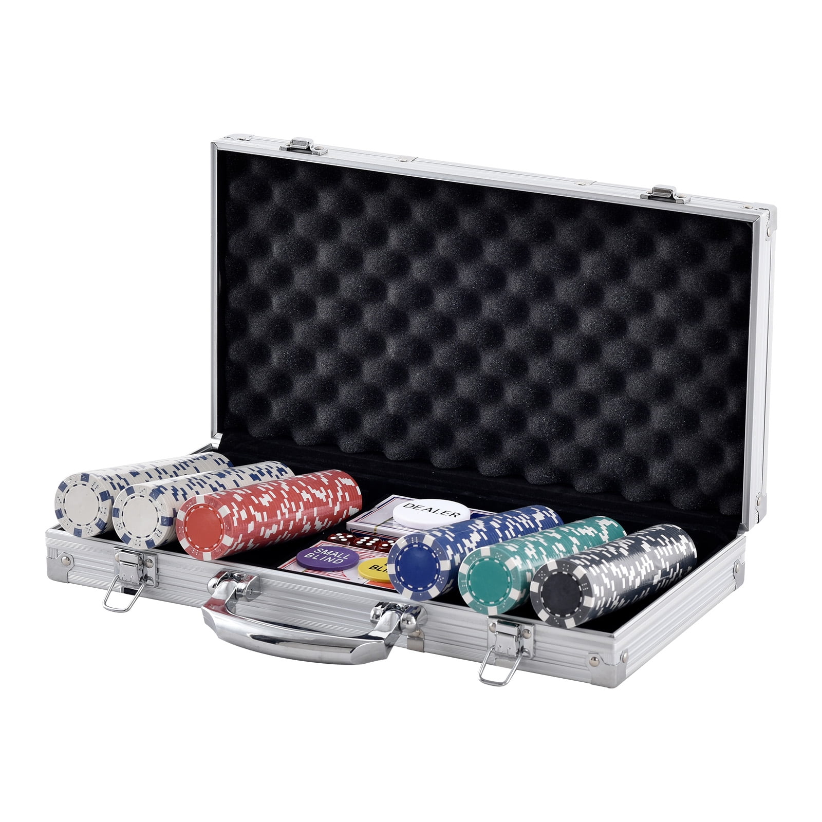 KFFKFF 300-Piece Poker Chip Set with Aluminum Case Cards 11.5 Gram Casino Chips