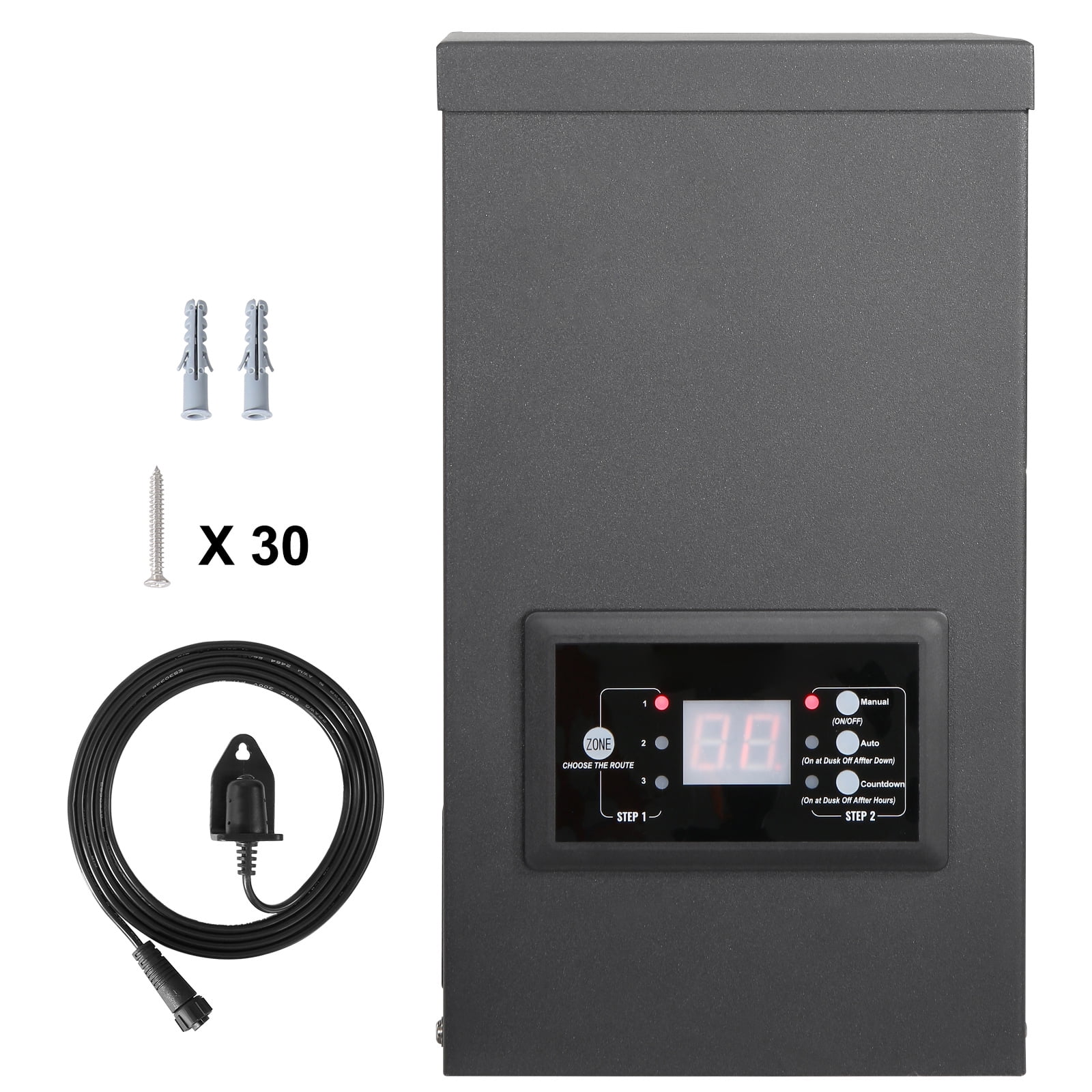 KFFKFF 300W Outdoor Lighting Transformer, Timer & Photocell Sensor Equipped, Converts 120V AC to 12V/14V AC, Waterproof for Spotlight, Pathway & Pool Lights, ETL Certified