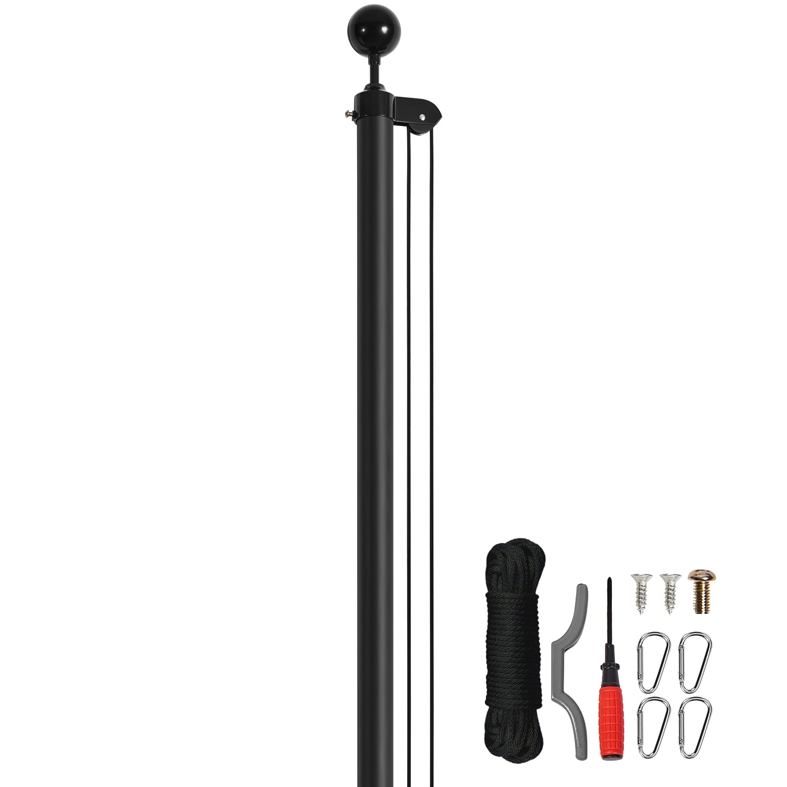 KFFKFF 30FT Modular Flagpole Kit, Durable Aluminum Outdoor Flag Poles, 3 Configuration Options with 3x5 US Flag, Quality Accessories, Black