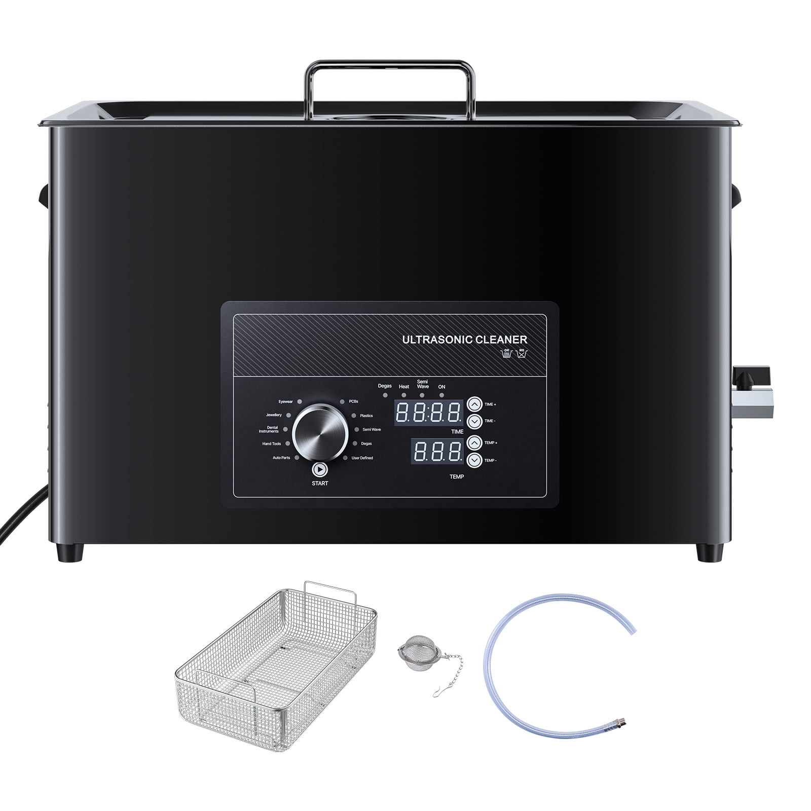 KFFKFF 30L Ultrasonic Cleaning Machine with Adjustable Knob Control, Durable Stainless Steel Design, Includes Basket and Cleaning Ball, Ideal for Jewelry, Watches, Razors, Coins, and More