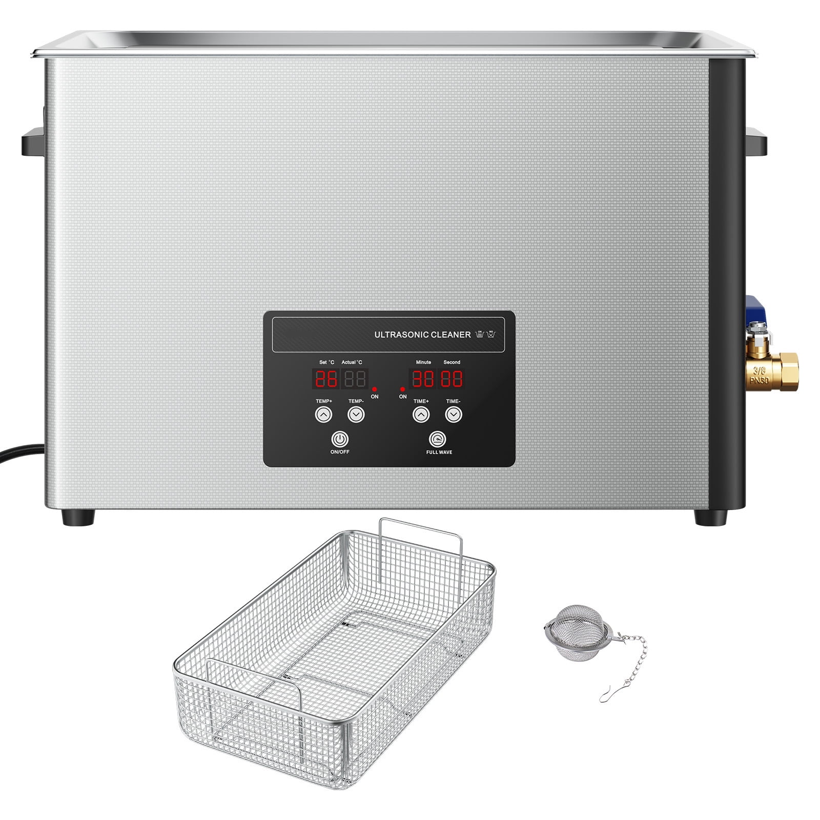 KFFKFF 30L Ultrasonic Cleaning Machine with Digital Display, Stainless Steel 40kHz Cleaner for Parts, Carburetors, Instruments, and More