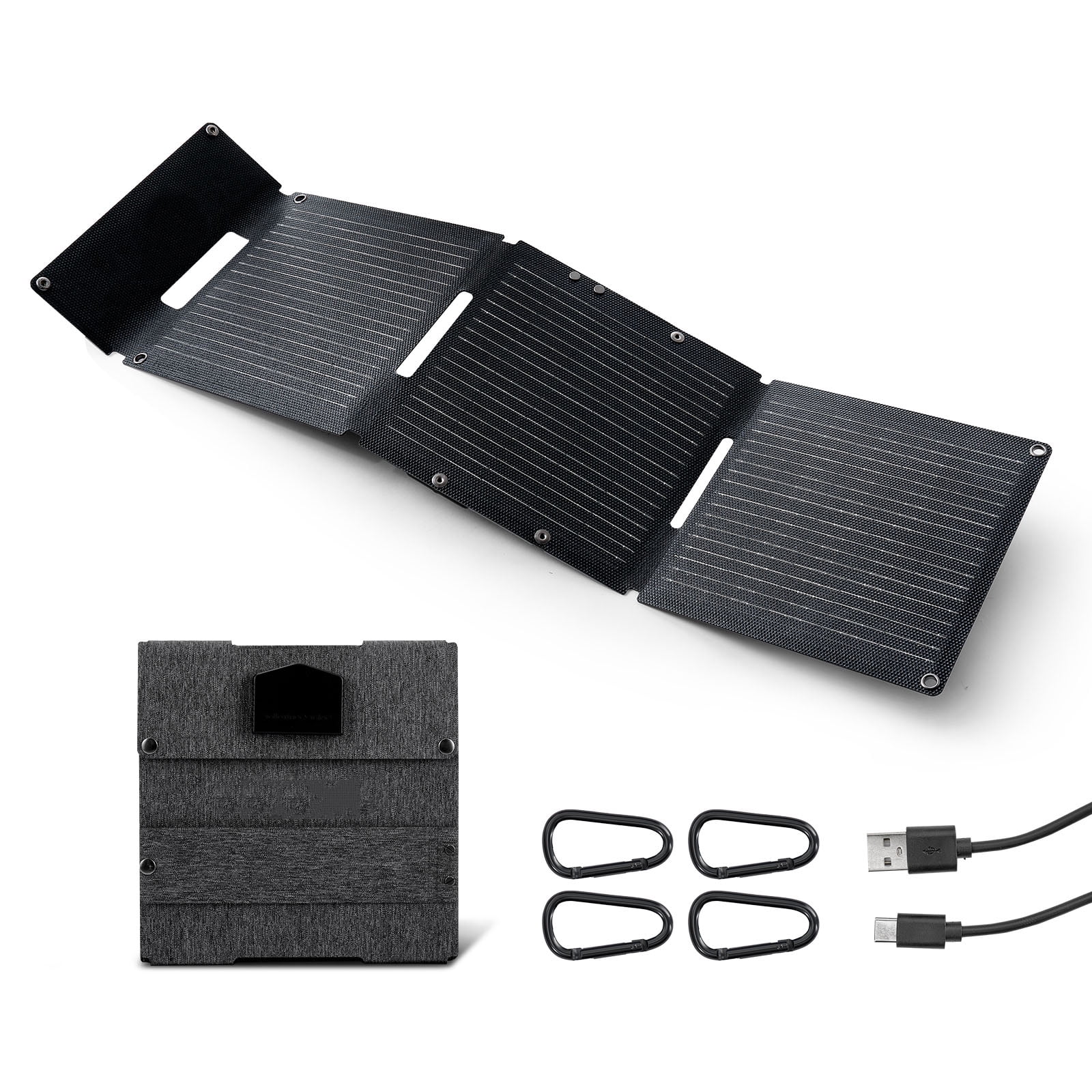 KFFKFF 30W Foldable Solar Panel Charger, High-Efficiency N-Type Monocrystalline Design, Lightweight and Portable with USB-A, QC3.0, and Type-C Ports for Outdoor Activities and Device Charging