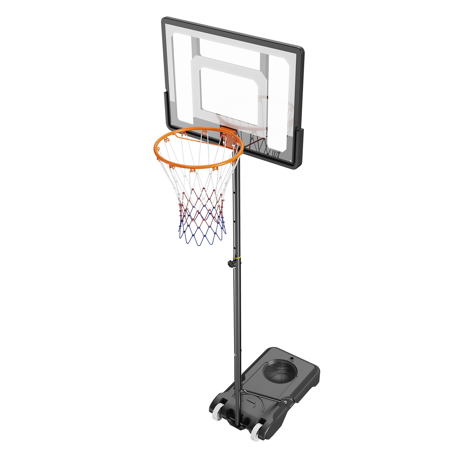 KFFKFF 32" Basketball Hoop, 5-7 ft Adjustable Height Premium PC Backboard Portable Hoop Goal System with Wheels for Junior Kids Teenagers Youth, Indoor Outdoor Basketball Game Play