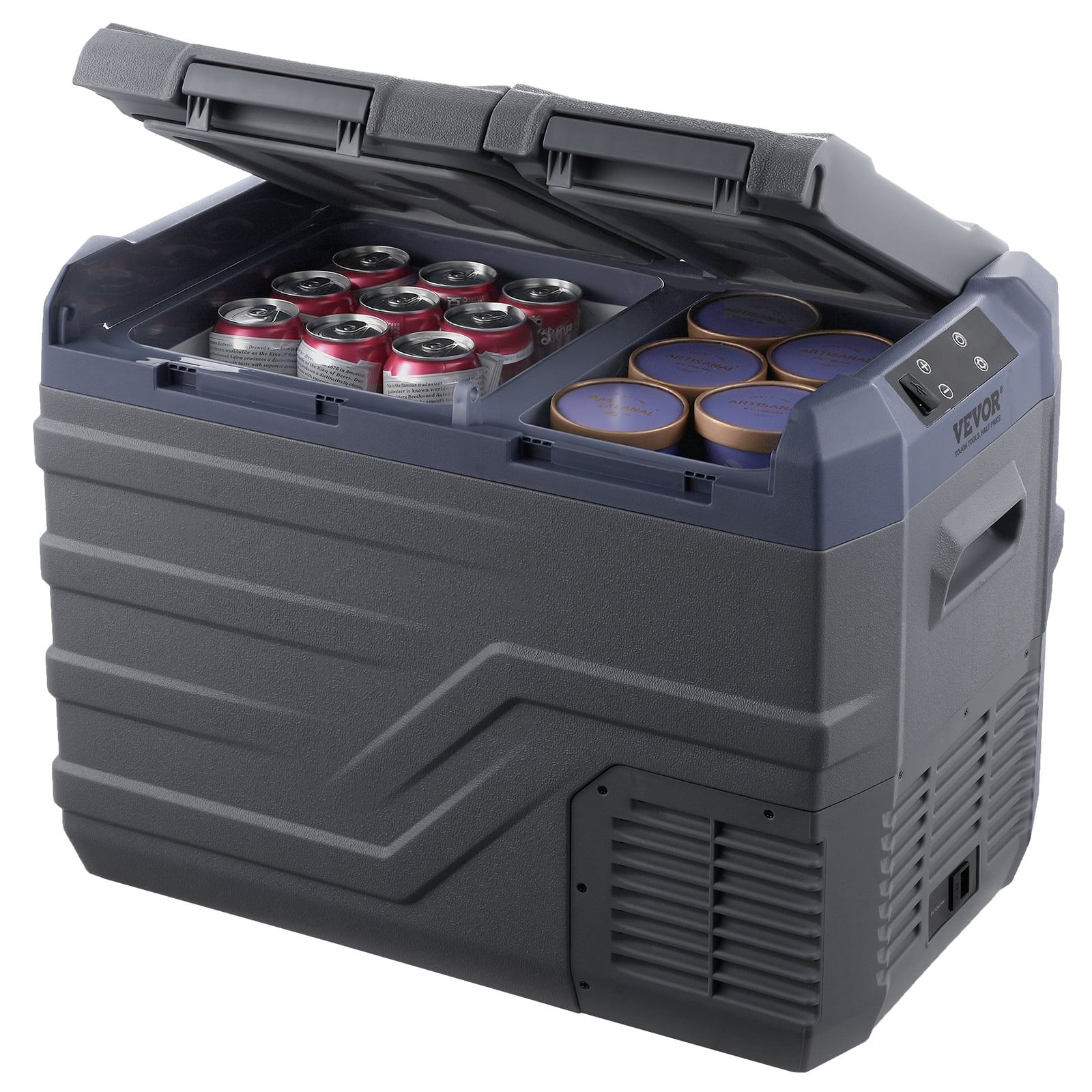 KFFKFF Car Refrigerator, 34 Quart Dual Zone Portable Compressor Cooler (-4℉~68℉), 12/24V DC & 100-240V AC for Camping RV Outdoor Use
