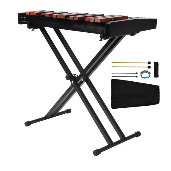 KFFKFF 32-Note Glockenspiel Xylophone with Adjustable Stand, Wooden Percussion Instrument Kit, Includes 4 Mallets and Carrying Bag, Suitable for Beginners, Adults, and Kids