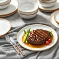thumbnail image 1 of KFFKFF 32-Piece Ceramic Dinnerware Collection for Eight, Includes Round Plates and Bowls, Durable and Scratch-Resistant, Safe for Dishwasher and Microwave, Ideal for Serving Dessert, Salad, Soup, 1 of 9