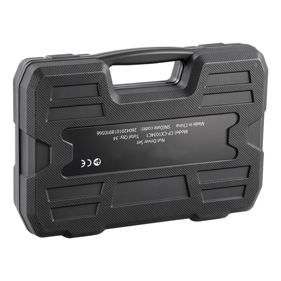KFFKFF 34-Piece Magnetic Impact Nut Driver Set, Metric & SAE Sizes, Includes Nut Setter, Quick Release Extension, Wing Nut Driver, and Storage Box, Ideal for Automotive, Machinery
