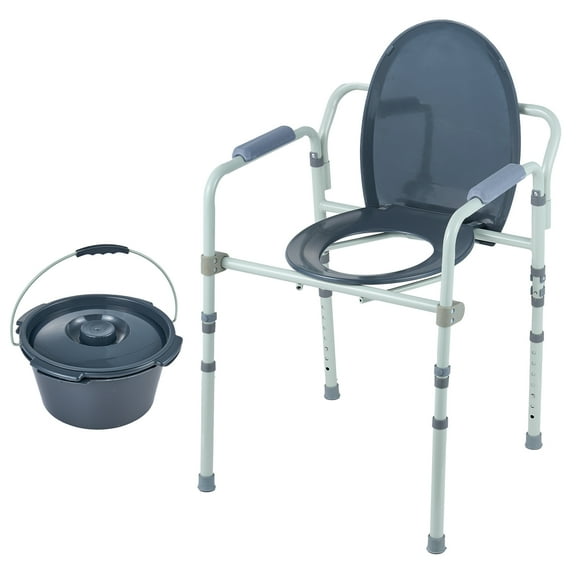 KFFKFF 350LB Seat Bedside Commode Chair Wide Seat Adjustable Height Raised Toilet
