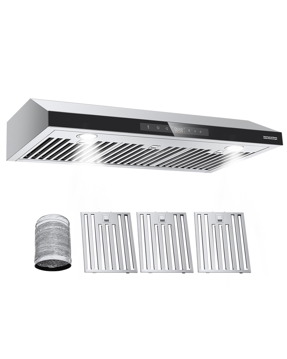 KFFKFF 36 Inch Under Cabinet Range Hood, Stainless Steel Kitchen Ventilation System, 900CFM Dual Motor, Gesture and Touch Operated, LED Illumination, 4-Speed Exhaust Fan