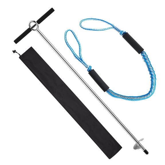KFFKFF 36-Inch Stainless Steel Sand Anchor, Screw-In Beach Anchor with Spiral Blade, Shallow Water Auger for Securing Jet Skis, Pontoons, Kayaks, and PWCs on Sandbars and Beaches